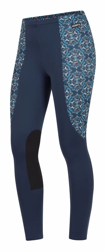 Kerrits Kids Performance Knee Patch Tights Indigo/Indigo Horsing Around / Small