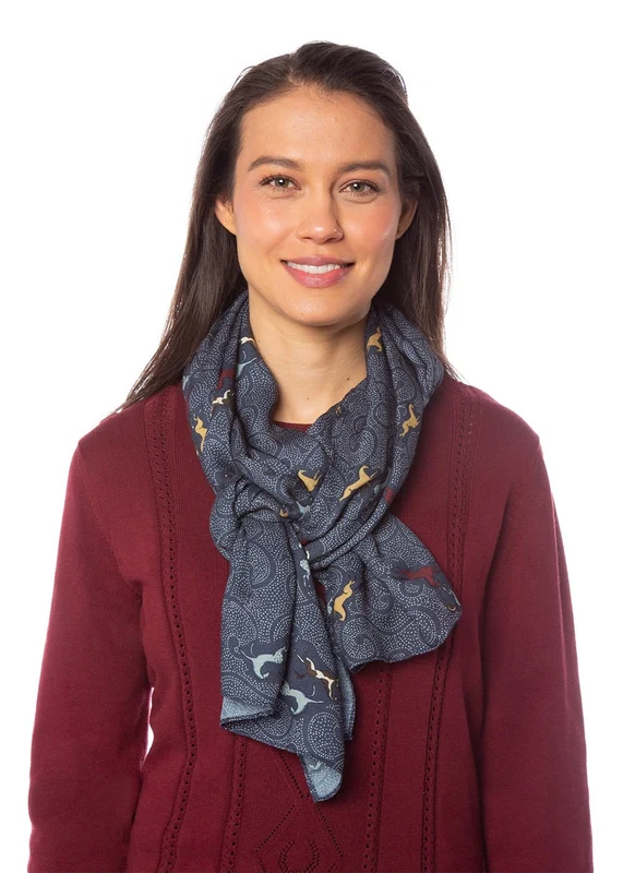 EQL by Kerrits Ladies Wrap It Up Scarf Indigo Starry Night Horses / 28-1/2" W x 72 L
