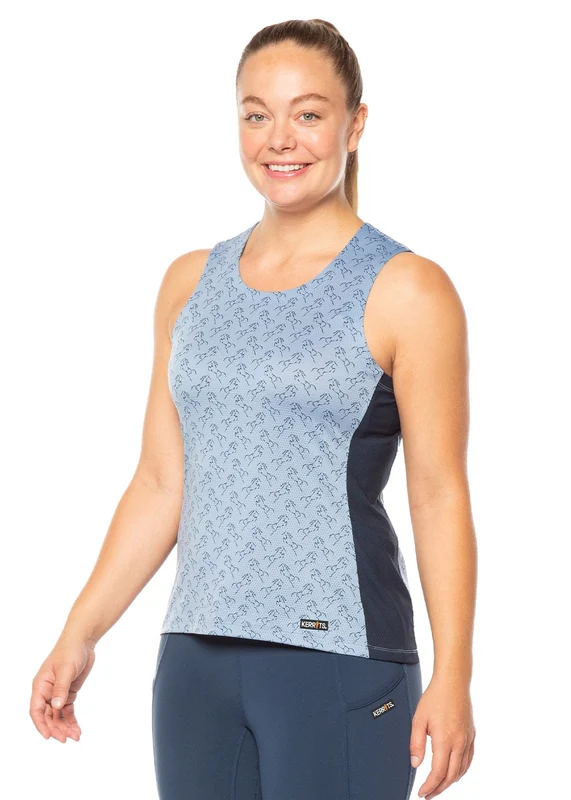Kerrits Ladies Aire Ice Fil Tank Top Oxford Etched Horse / Medium