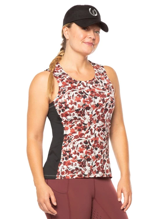 Kerrits Ladies Aire Ice Fil Tank Top Cinnabar Wild Flower / Large