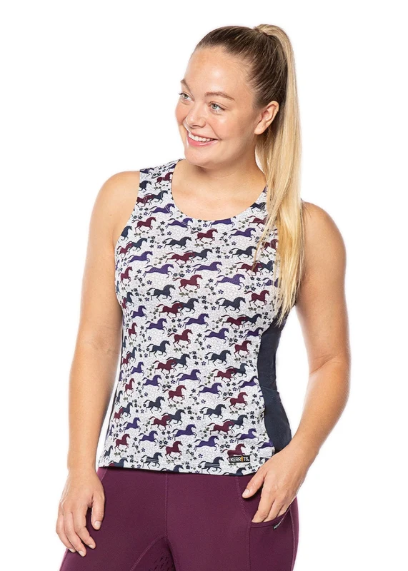 Kerrits Ladies Aire Ice Fil Tank Top Oyster Horses N Bits / X-Small