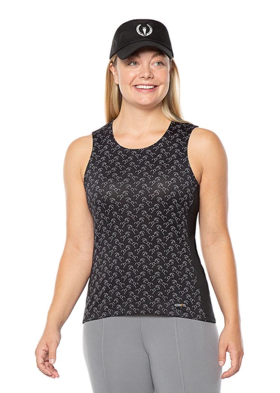Kerrits Ladies Aire Ice Fil Tank Top Black Etched Horse / Small