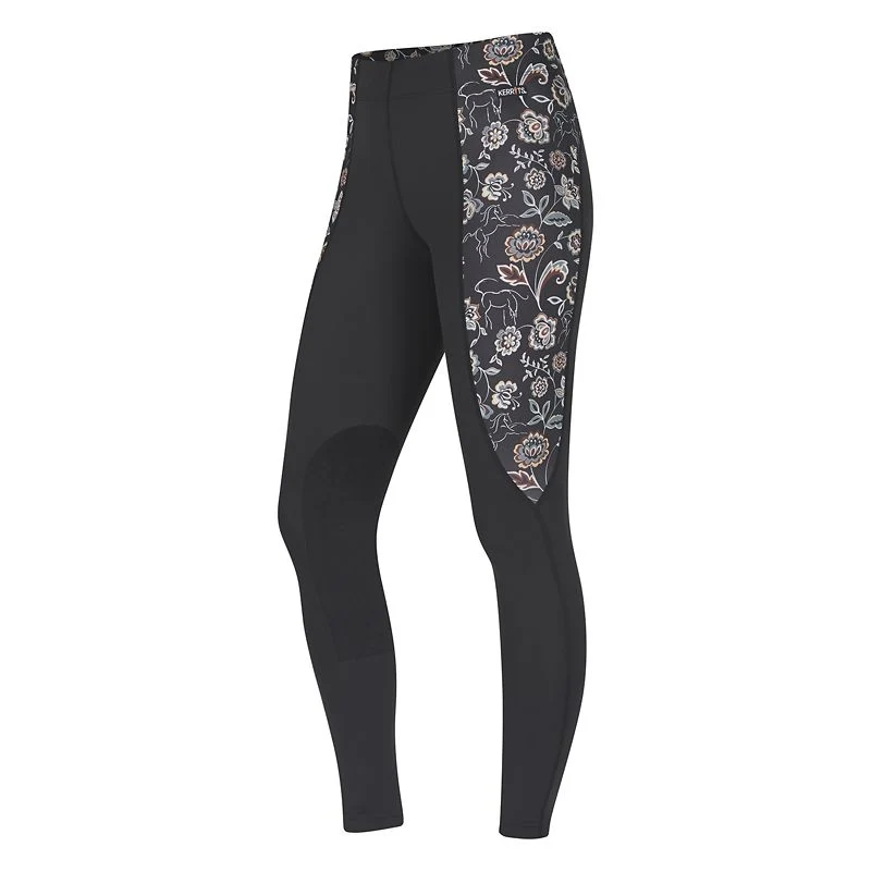 Kerrits Ladies Performance Tight Black/Black Winter Bloom / Large