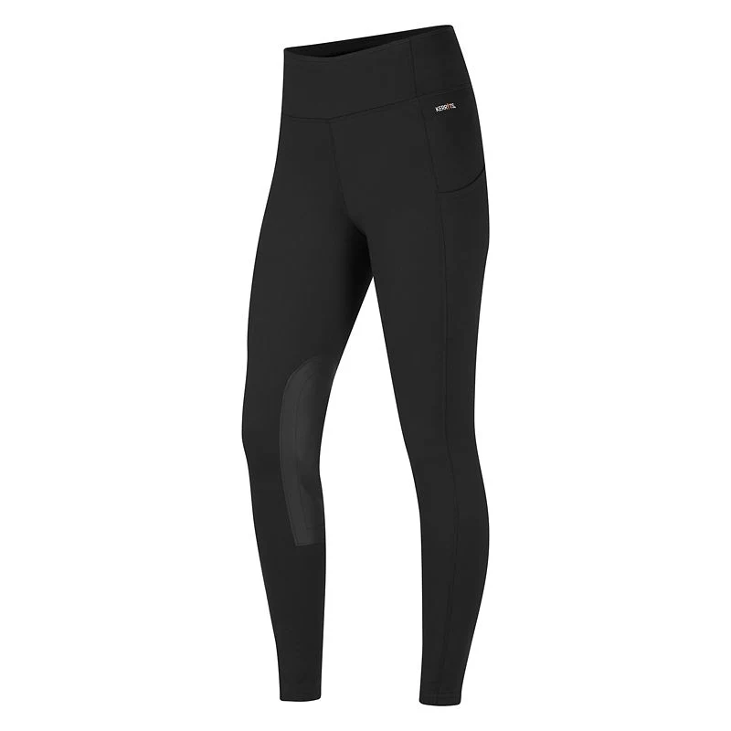 Kerrits Ladies Fleece Lite II Knee Patch Tights Black Solid / 1X-Large