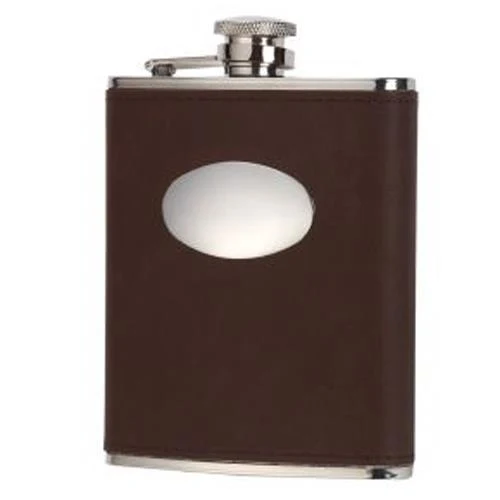 David Nickersons 6oz Hip Flask Brown Leather
