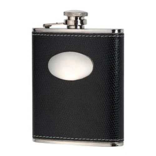 David Nickersons 6oz Hip Flask Black Croc Leather