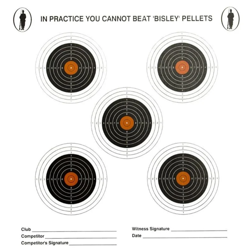 Bisley Medium Card Paper Targets 14cm / 5 Targets 100 Pack