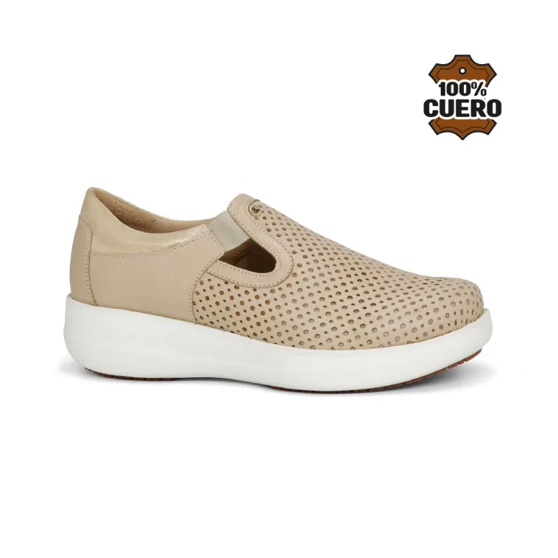 Zapatos Casuales Mujer 2649-KA26Q1 BEIGE Mocasin De Cuero Mujer Par&ss 2649-KA26Q1 BEIGE 37