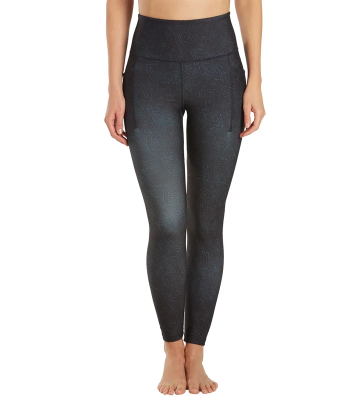 Everyday Yoga Uphold Tribe High Waisted 7/8 Leggings With Pockets 25" Black Tribal / Large