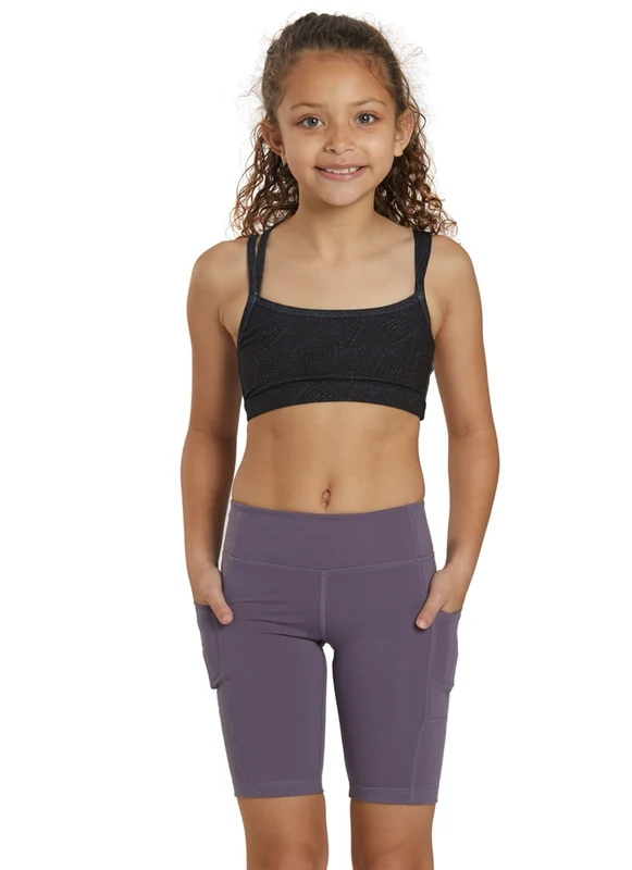 Everyday Yoga Girl Uphold Solid High Waisted Biker Shorts with Pocket Purple Taupe / Small