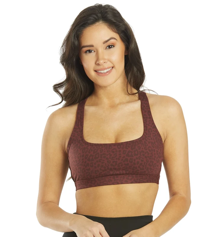 Everyday Yoga Rejoice Cheetah Sports Bra Burgundy Cheetah / Medium