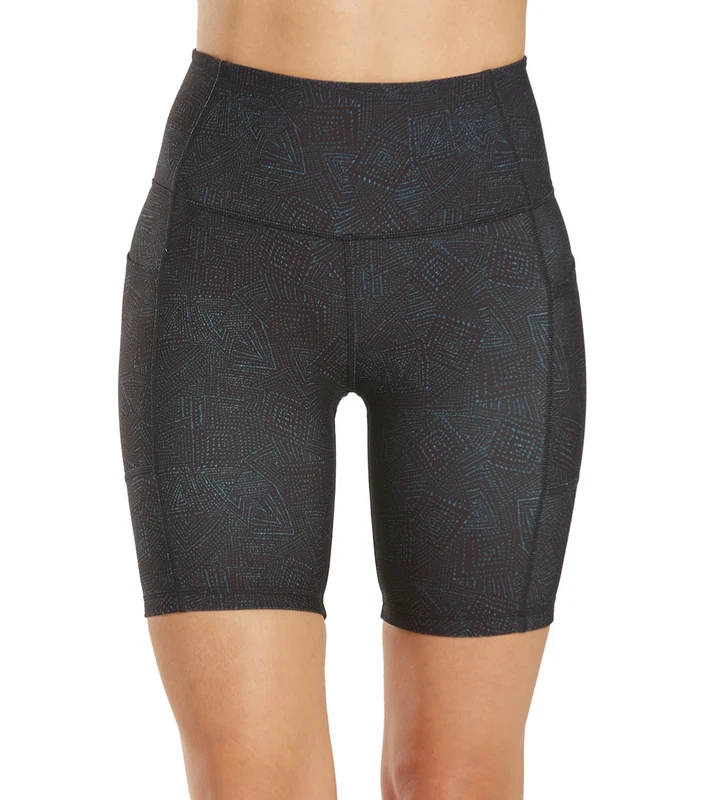 Everyday Yoga Uphold Tribe High Waisted Biker Shorts with Pockets 7" Black Tribal / Small