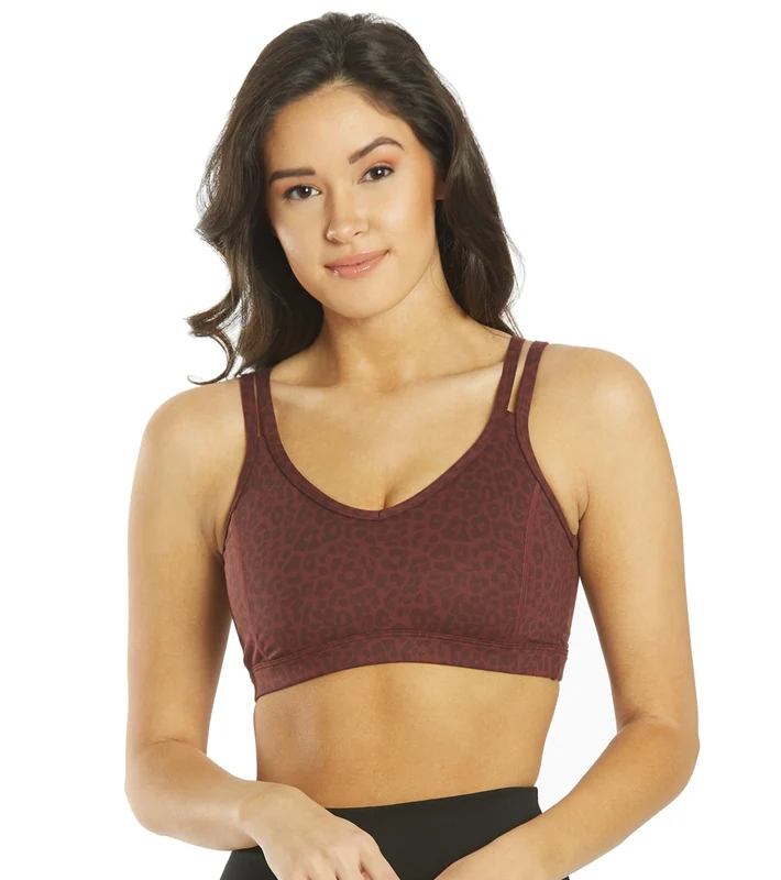Everyday Yoga Radiant Cheetah Strappy Back Sports Bra Burgundy Cheetah / Medium