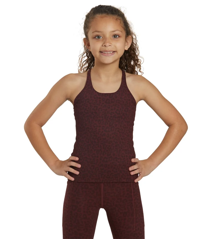 Everyday Yoga Girl Elevated Cheetah Support Tank Burgundy Cheetah / S