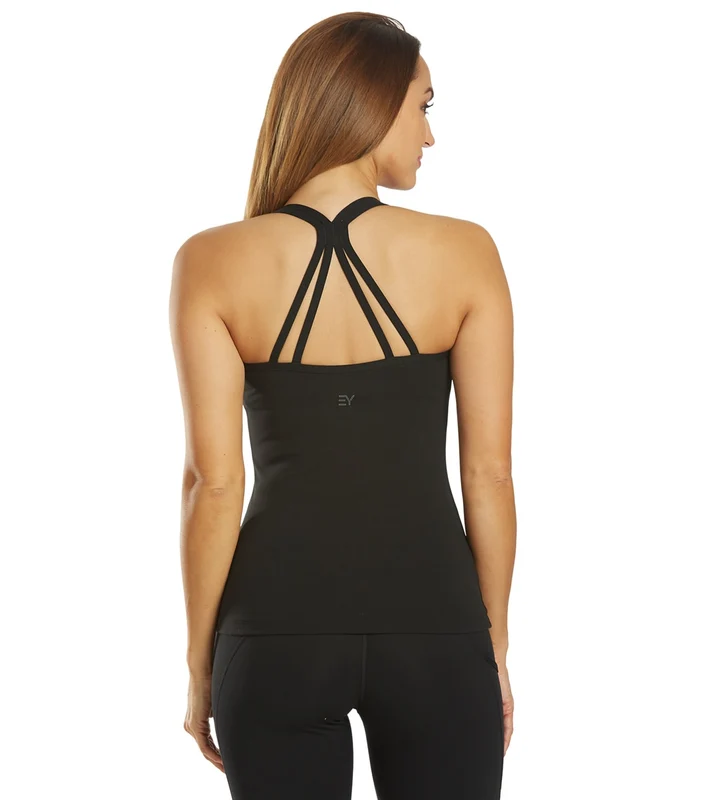 Everyday Yoga Bliss Solid Double Strap Support Tank Black / XL
