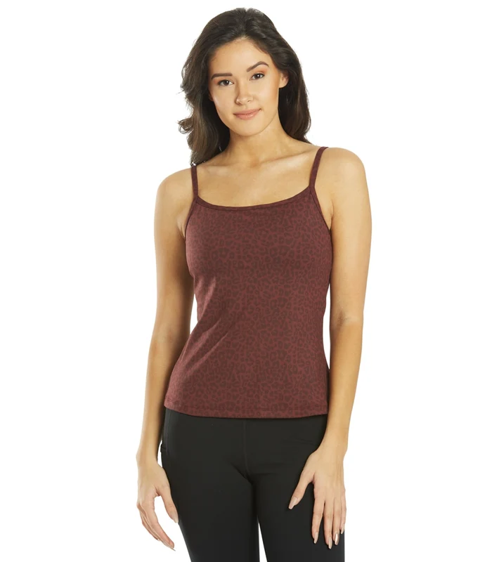 Everyday Yoga Divine Cheetah Scoop Back Support Tank Burgundy Cheetah / Large