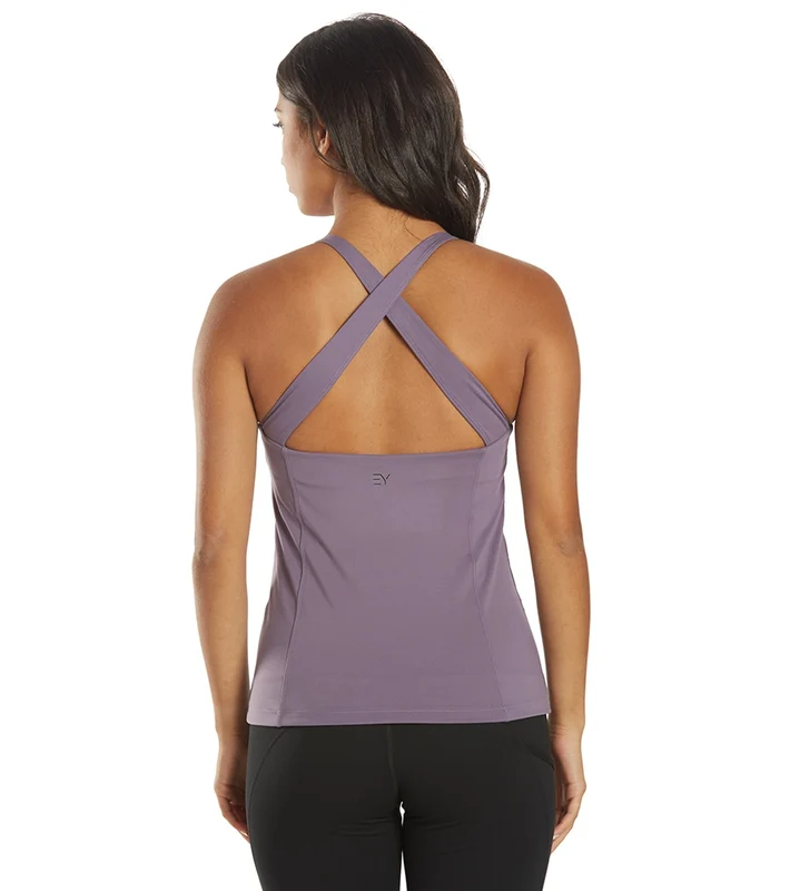 Everyday Yoga Cross Back Support Tank Purple Taupe / Large