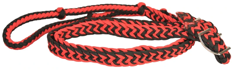 Direct Equine Braid Poly Barrel Rein Red/Black / 8' x 1"