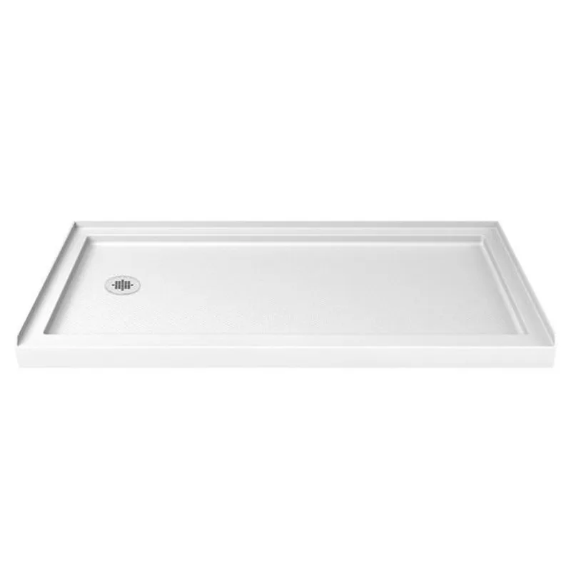 DreamLine SlimLine 32-in x 60-in x 2 3/4-in Left Drain Single Threshold Shower Base - White