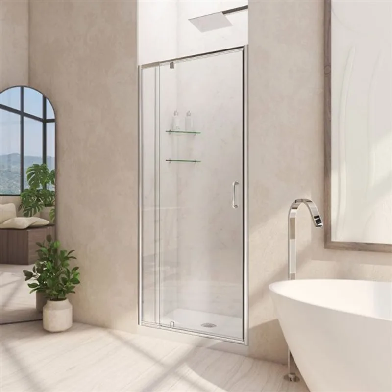 Flex 28-32 x 72 Semi-Frameless Pivot 6mm Shower Door in Chrome