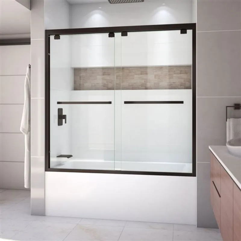 Encore 56-60 x 58 Semi-Frameless Bypass 8mm Tub Door in Oil Rubbed Bronze