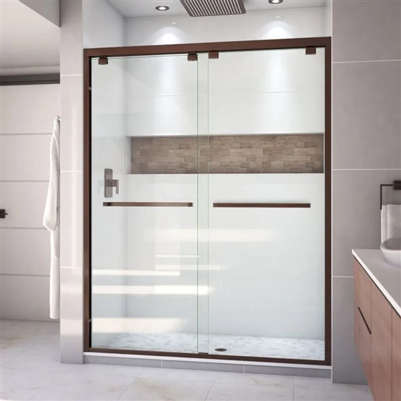 Encore 56-60 x 76 Semi-Frameless Bypass 8mm Shower Door in Oil Rubbed Bronze