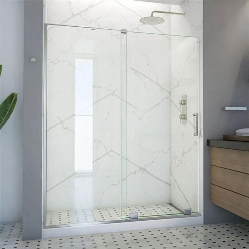 Mirage-X 56-60 x 72 Frameless Sliding 10mm Shower Door in Brushed Nickel; Left Wall Installation