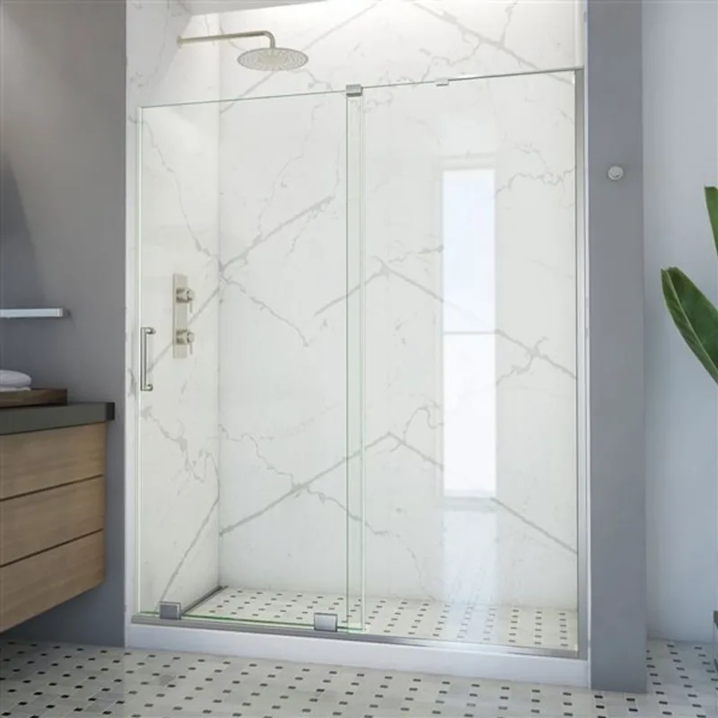 Mirage-X 56-60 x 72 Frameless Sliding 10mm Shower Door in Brushed Nickel; Right Wall Installation