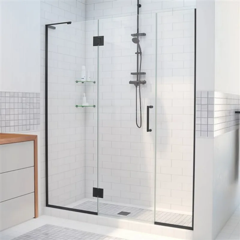 Unidoor-X 46 1/2-47 x 72 Frameless Hinged 10mm Pivot Shower Door in Satin Black