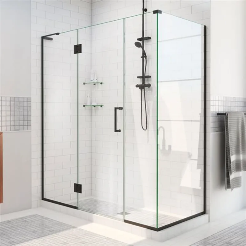 Unidoor-X 48 x 34 3/8 x 72 Frameless Hinged 10mm Pivot Shower Enclosure in Satin Black
