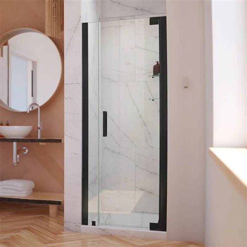 Elegance-LS 39 3/4 - 41 3/4 x 72 Frameless Pivot 10mm Shower Door in Satin Black