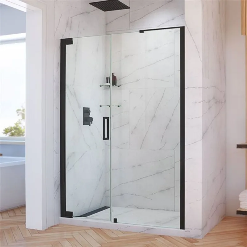 Elegance-LS 58 1/2 - 60 1/2 x 72 Frameless Pivot 10mm Shower Door in Satin Black
