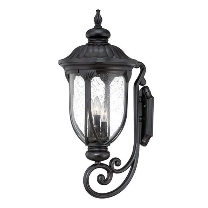 Acclaim Lighting Laurens 27.5-in Matte Black Clear Glass 3-Light Outdoor Wall Lantern