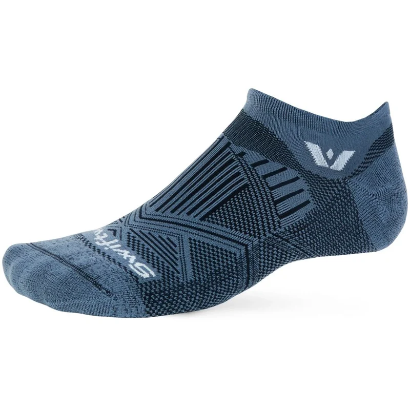 Swiftwick Aspire No Show Running Sock GEO DENIM BLUE / XLRG