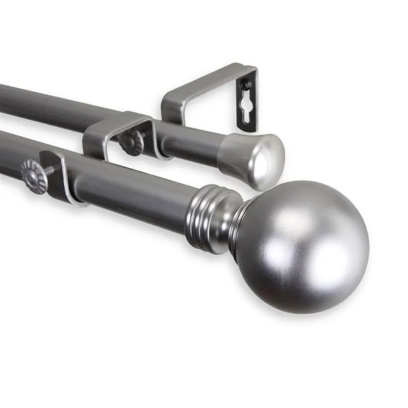 Rod Desyne Globe Double Curtain Rod - 66-120-in - 1-in - Nickel