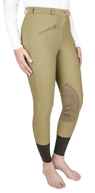TuffRider Ladies Ribb Knee Patch Breeches Sage / 24 Regular