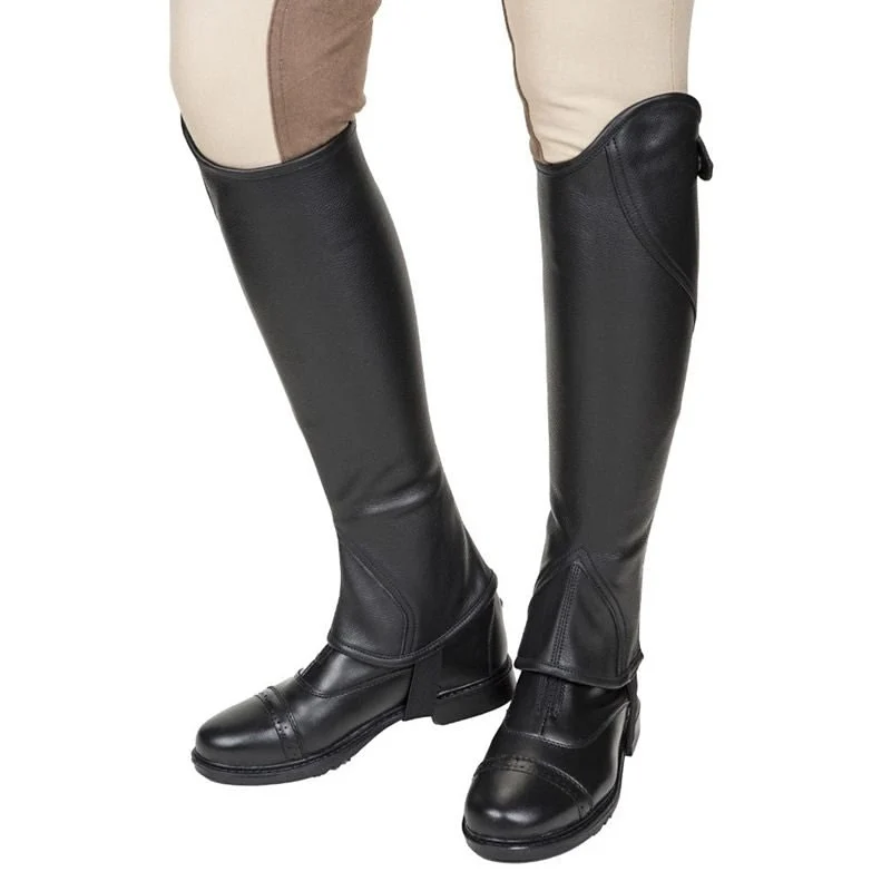 TuffRider Ladies Belmont Blk Leather 1/2Chaps Black / Large