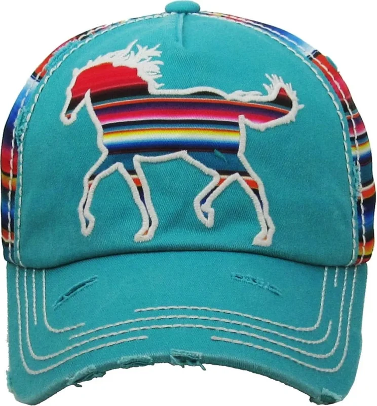 AWST Int'l Serape Horse Washed Vintage Cap Turquoise / One Size