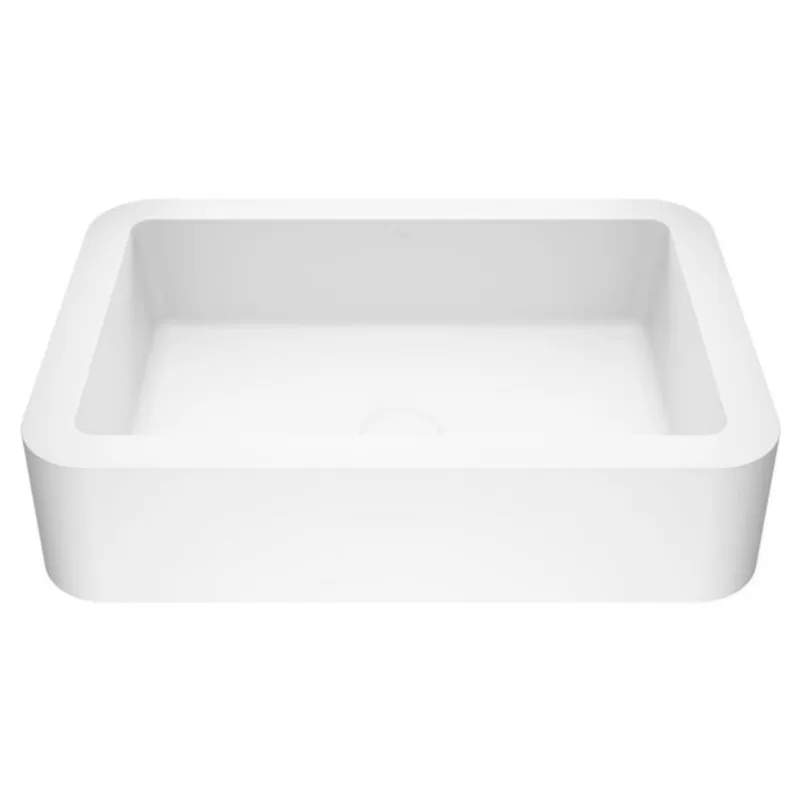 VIGO Petunia 23-in L x 16-in W x 5-in H Modern Matte Stone Rectangular Vessel Bathroom Sink - White
