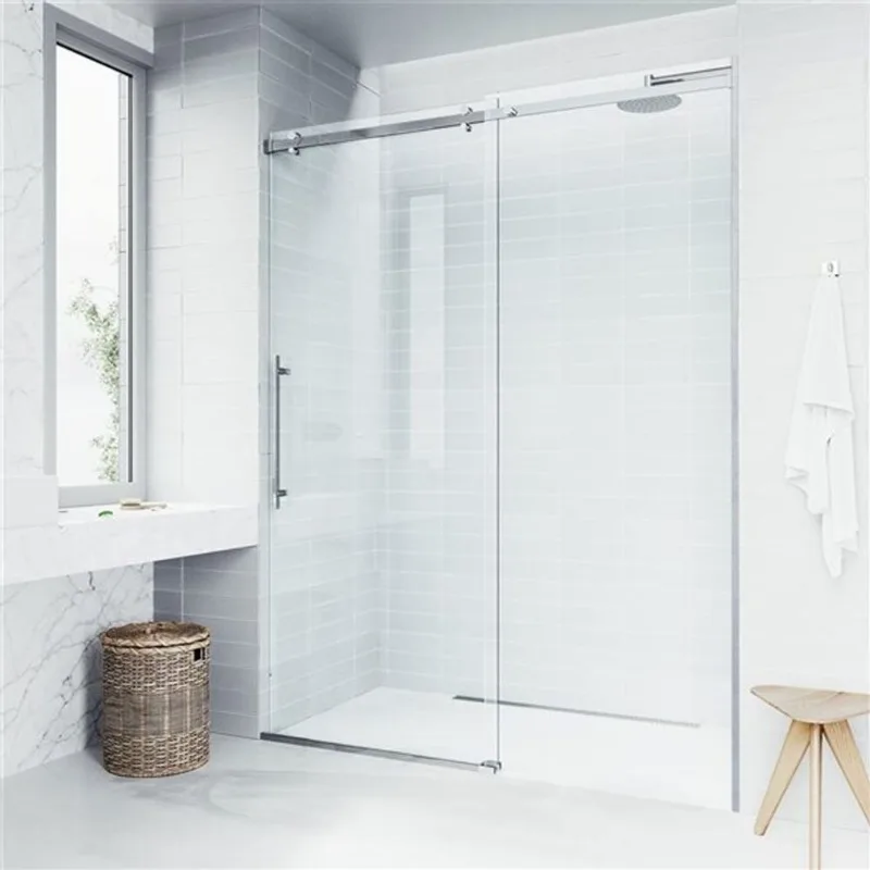 VIGO Luca 56 to 60-in W x 79-in H Frameless Chrome Sliding Shower Door with Clear Glass and Handle