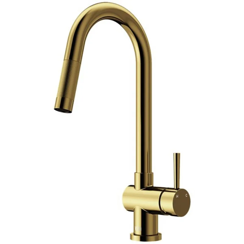 VIGO Gramercy 17-in H Single Handle Pull-Down Spout Kitchen Faucet - Matte Brushed Gold