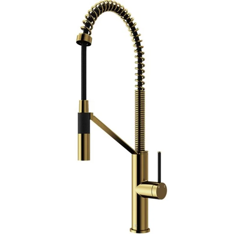 VIGO Livingston 24-in H Single Handle Pull-Down Sprayer Kitchen Faucet - Matte Brushed Gold