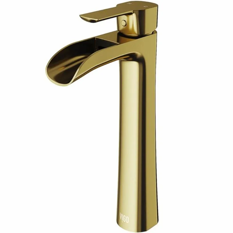 VIGO Niko 11-in H Single Handle One-Hole Bathroom Vessel Faucet - Matte Brushed Gold