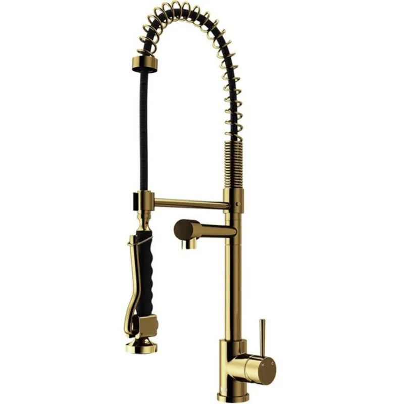 VIGO Zurich 27-in H Single Handle Pull-Down Sprayer Kitchen Faucet - Matte Brushed Gold