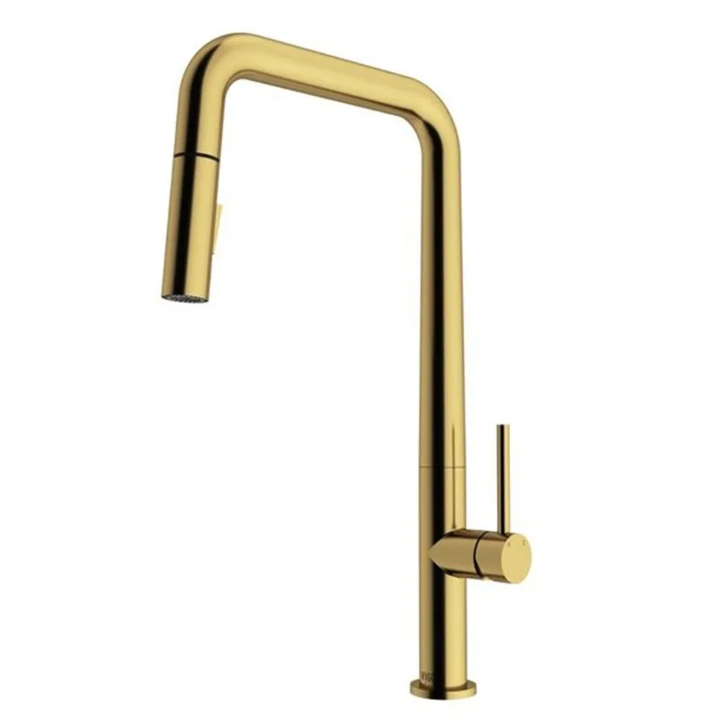 VIGO Parsons 18-in H Single Handle Pull-Down Sprayer Kitchen Faucet - Matte Brushed Gold