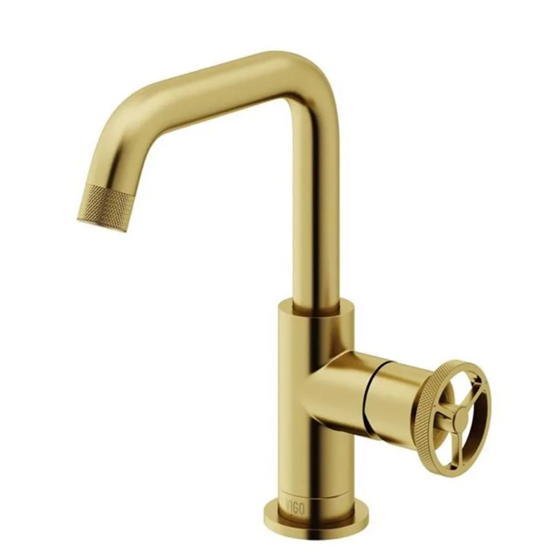 VIGO Cass 9-in H Single Handle One-Hole Bathroom Faucet - Matte Brushed Gold