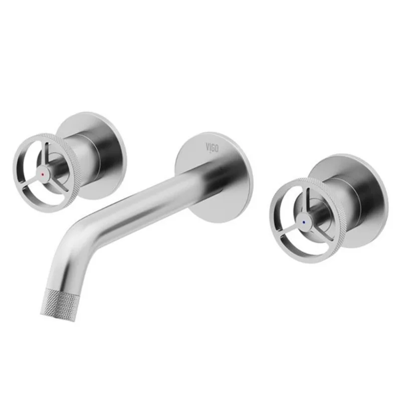 VIGO Cass 3-in H Two-Handle Bathroom Wall Mount Faucet - Brushed Nickel