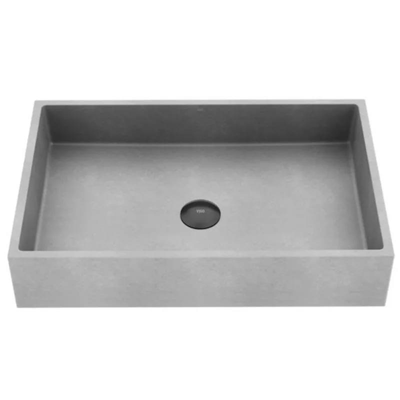 VIGO Orvieto 24-in L x 15-in W x 5-in H Concreto Stone Rectangular Vessel Bathroom Sink - Grey