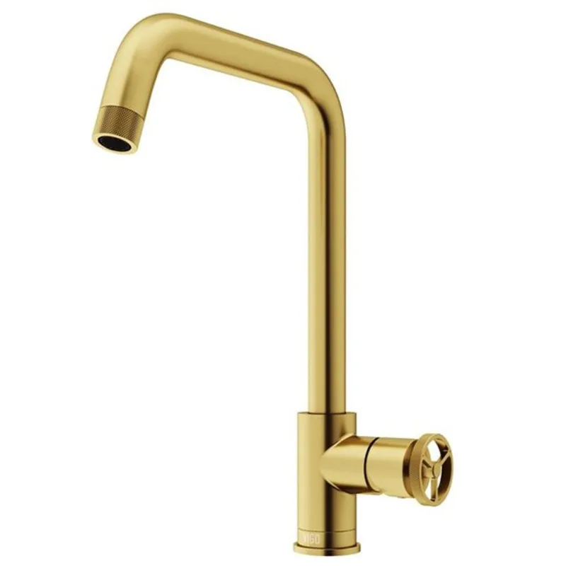 VIGO Cass Industrial 14-in H Single Handle Kitchen Bar Faucet - Matte Brushed Gold
