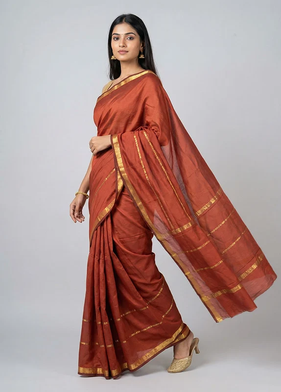 Maroon Kanjivaram Silk Saree With Blouse Piece One Size